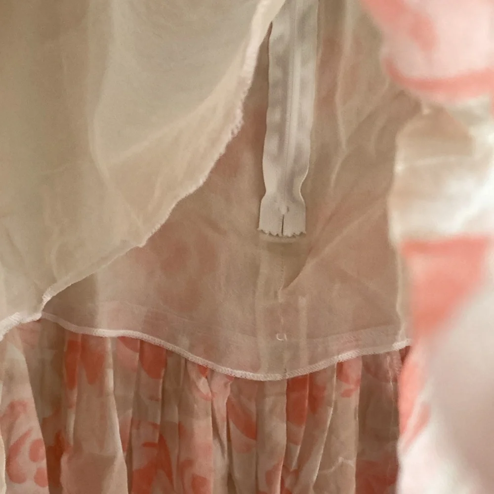 Louis Feraud Vintage Lightweight Pink Floral Silk Skirt from Germany US Size 10